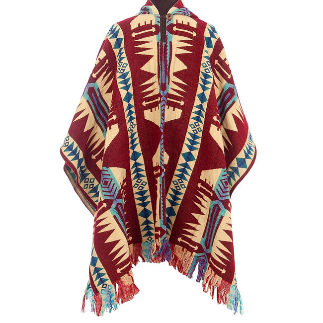 Premium Alpacawollen Poncho – Quitu Red