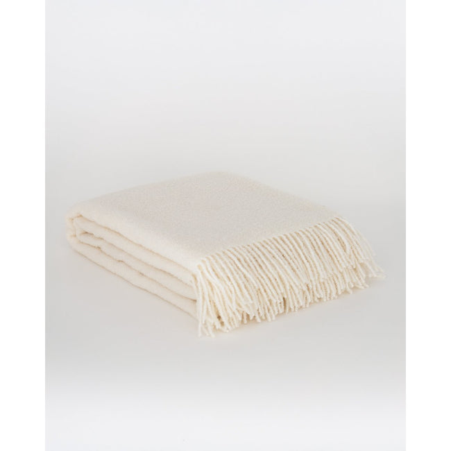 Luxe Bouclé Plaid 'Paris' – 80% Wol – Wolwit – 140x200 cm