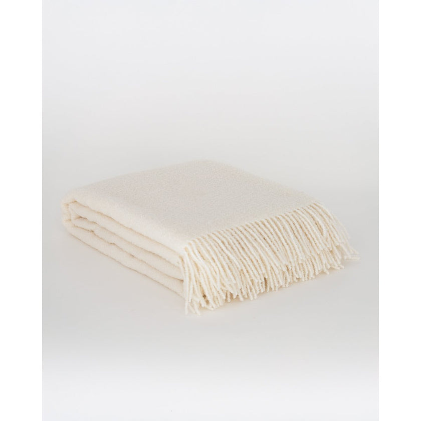 Luxe Bouclé Plaid 'Paris' – 80% Wol – Wolwit – 140x200 cm