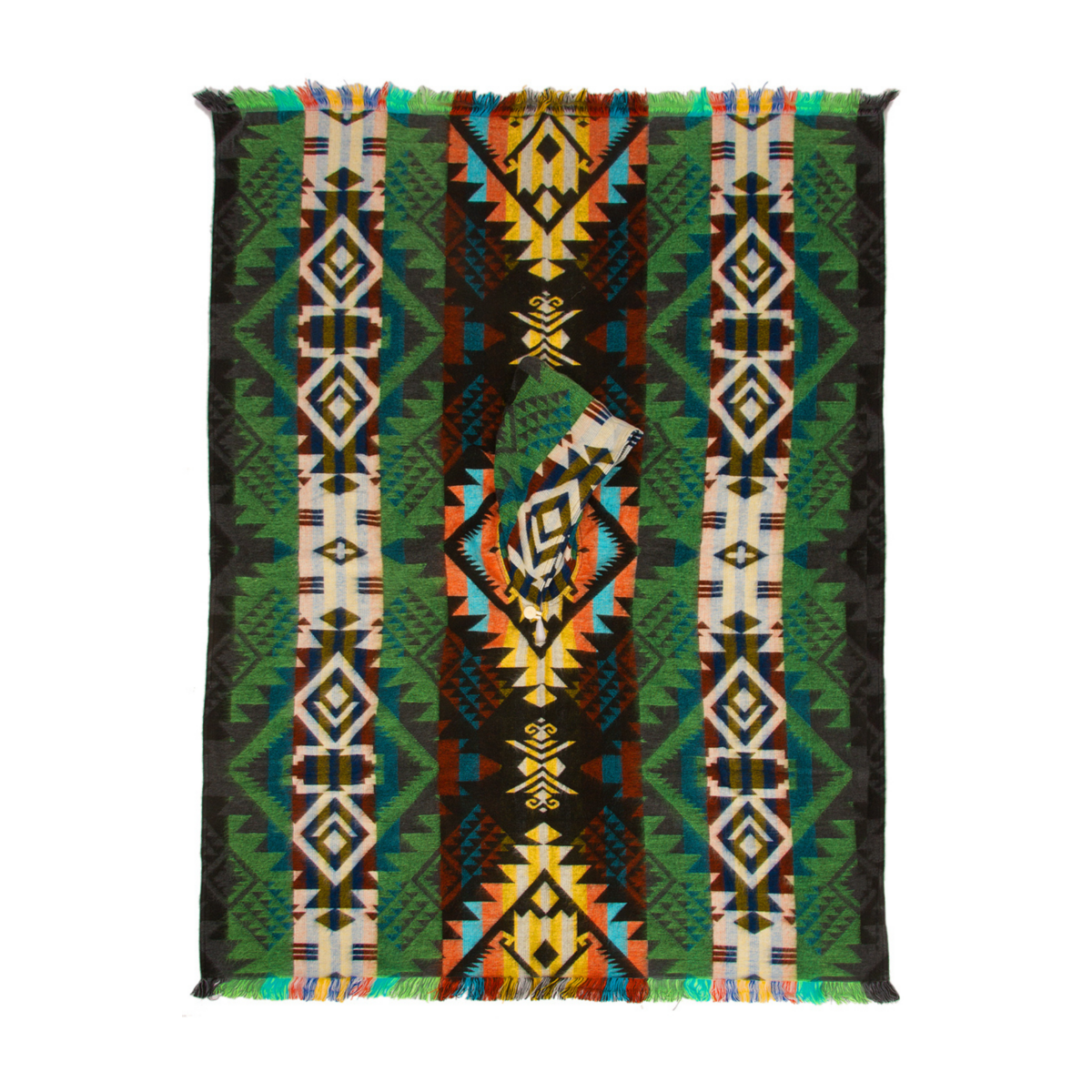Premium Alpacawollen Poncho – Waorani Green