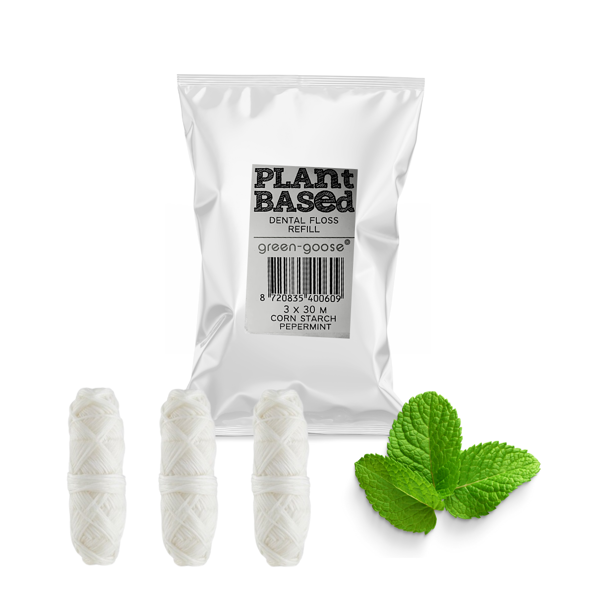Natuurlijke Flosdraad Set – Inclusief Glazen Houder & 3 Navullingen – Vegan & Biologisch Afbreekbaar