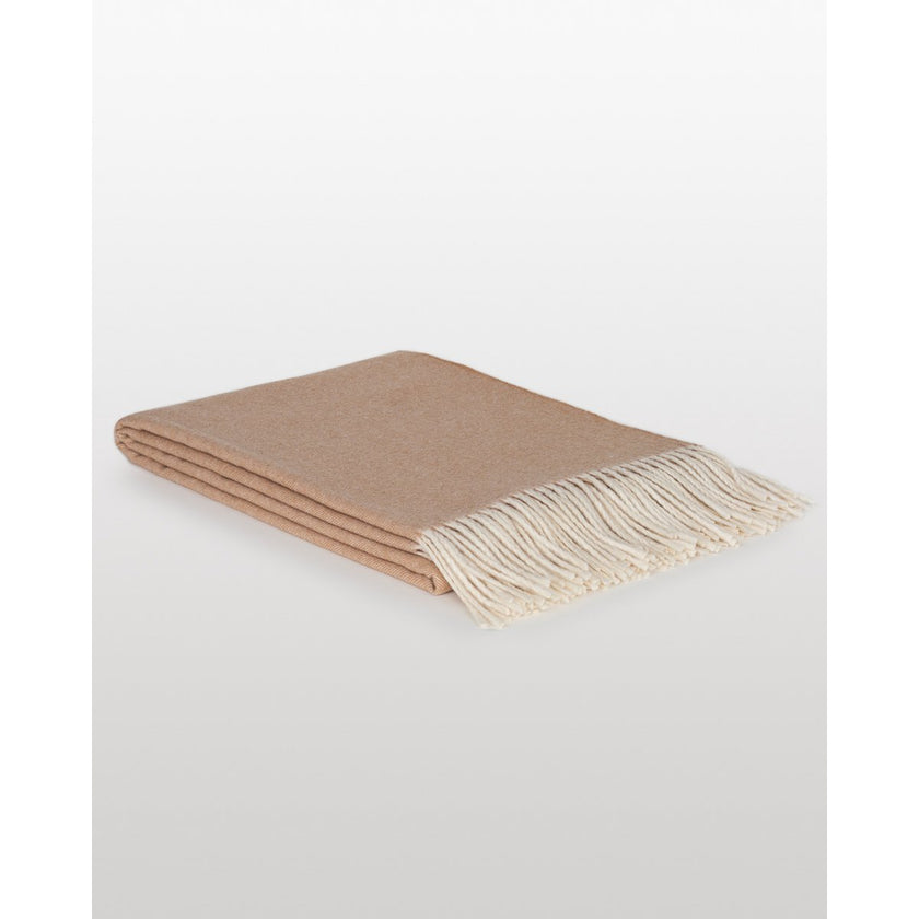 Luxe Cashmere Plaid 'Tibet' – 50% Kasjmier & 50% Merino Wol – Beige – 140x200 cm