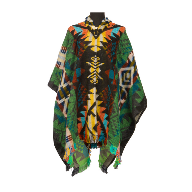 Premium Alpacawollen Poncho – Waorani Green