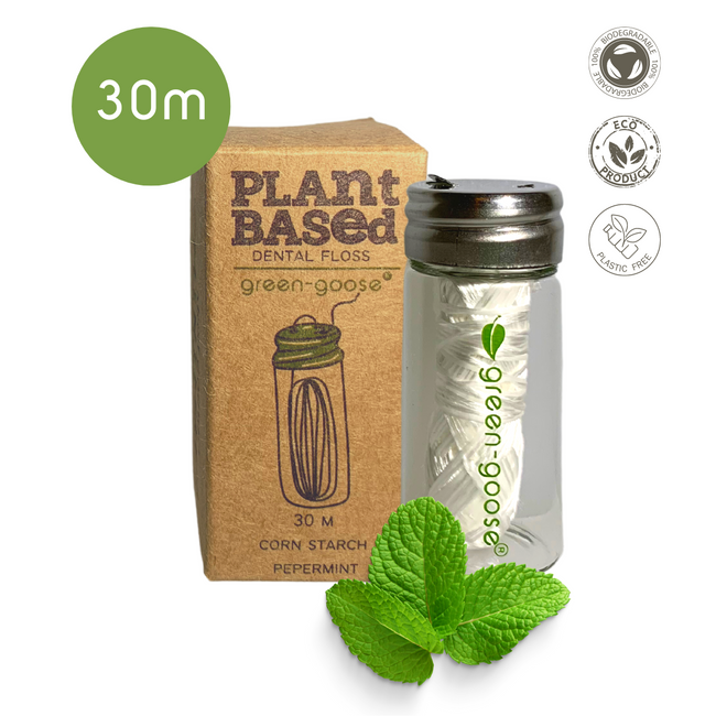 Natuurlijke Flosdraad Set – Inclusief Glazen Houder & 3 Navullingen – Vegan & Biologisch Afbreekbaar