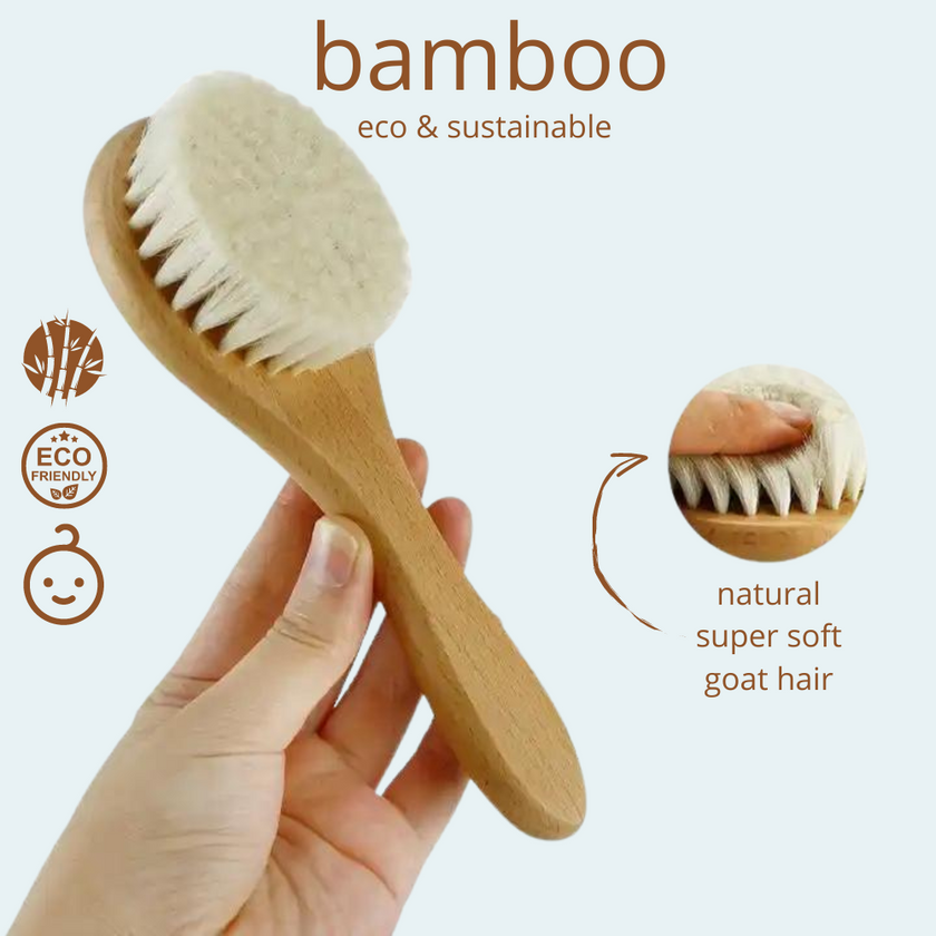 Duurzame Baby Haarverzorgingsset – 3-delige Set van Bamboe & Natuurlijk Geitenhaar