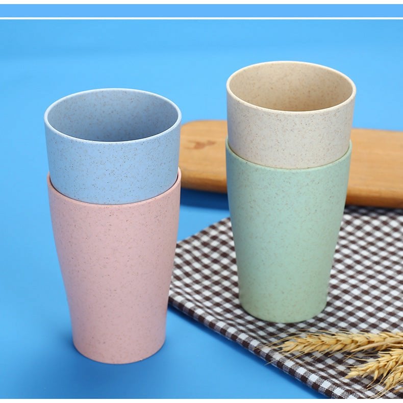 Duurzame Bio-Based Bekerset – 4-delig – Tarwegras & BPA-vrij