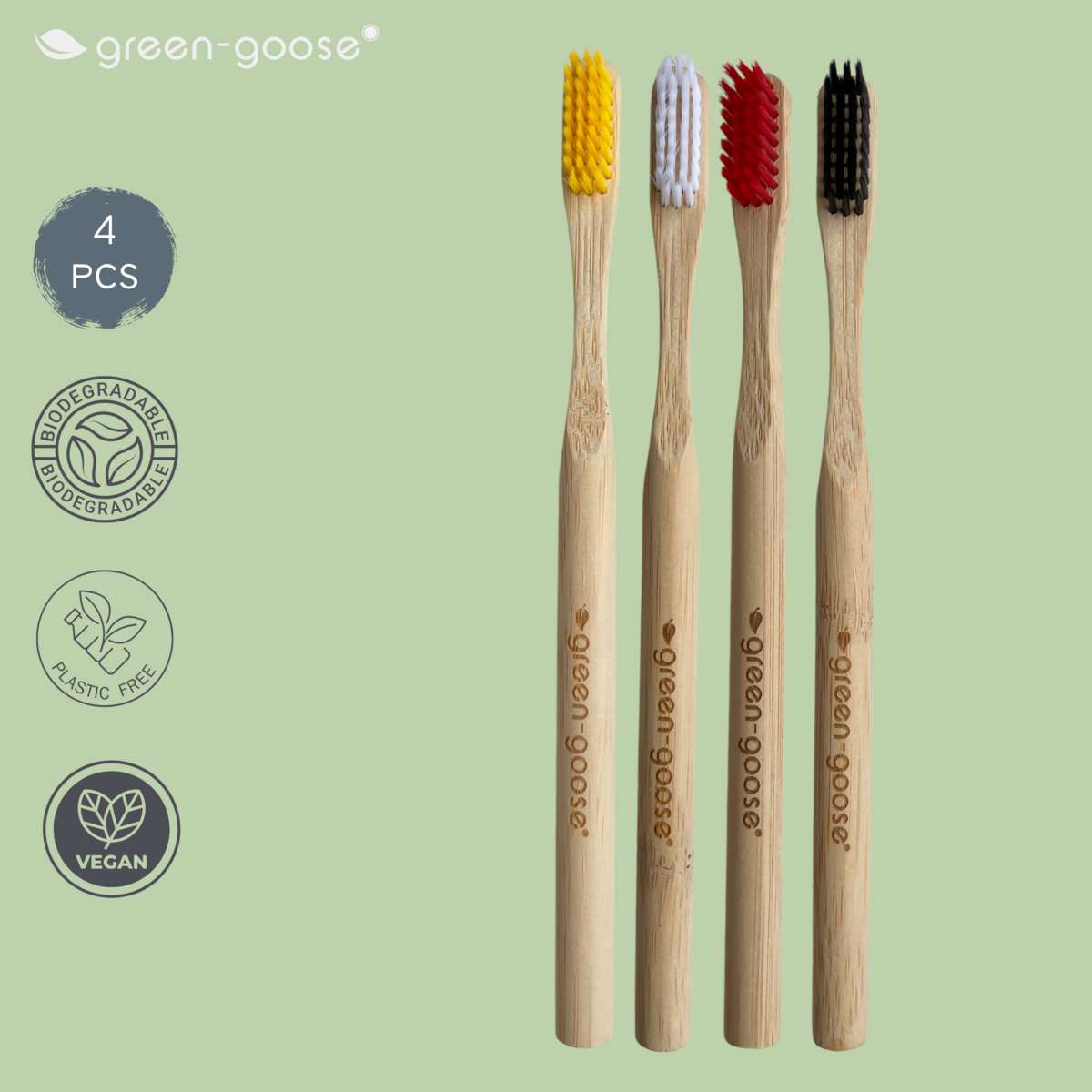 Duurzame Bamboe Tandenborstels – 100% Biologisch Afbreekbaar – Set van 4