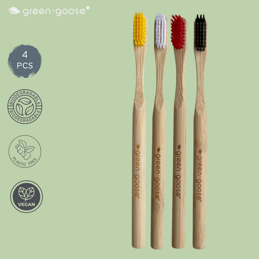 Duurzame Bamboe Tandenborstels – 100% Biologisch Afbreekbaar – Set van 4