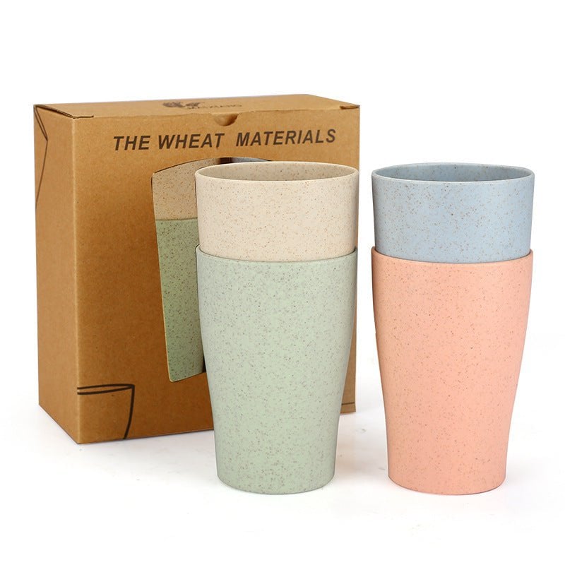 Duurzame Bio-Based Bekerset – 4-delig – Tarwegras & BPA-vrij