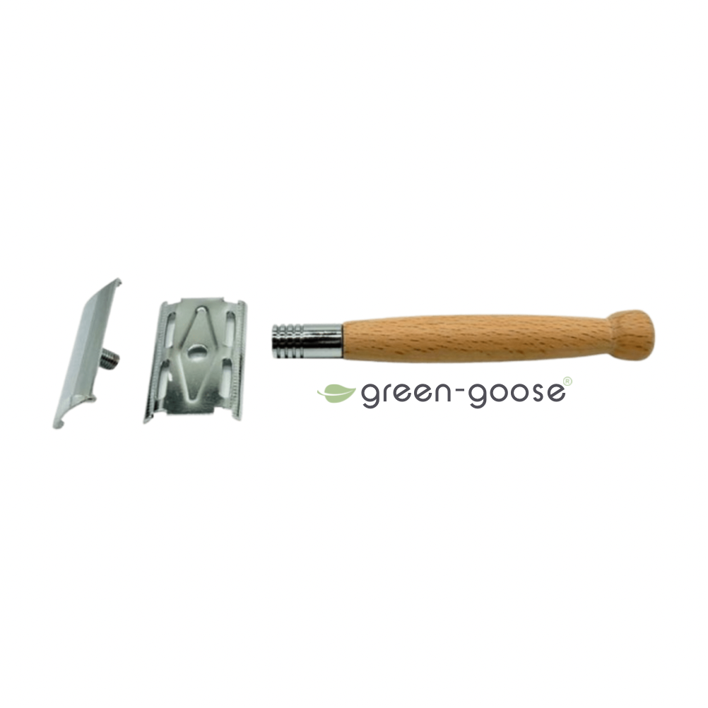 Duurzame Scheerset met Bamboe Safety Razor, Scheerkwast & Biologische Ezelinnenmelkzeep