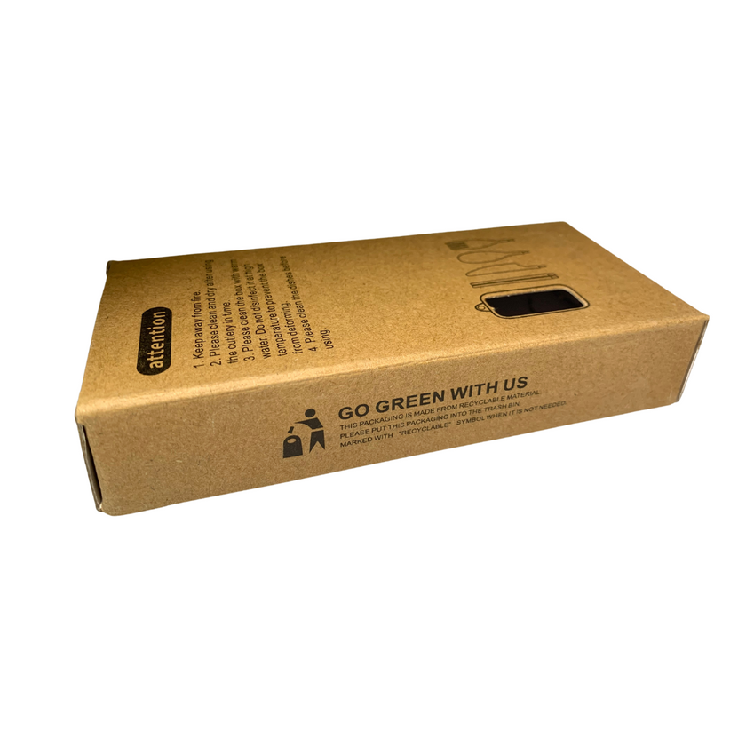 Herbruikbare Bestekset in Compacte Opbergbox – 4-Delig – Biologisch Tarwegras – Geel