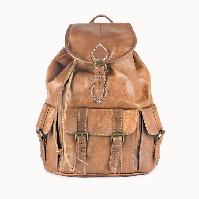 Leren Rugzak 'Heidi' – Sporty Chic – Handgemaakt Geitenleer – 30x40 cm