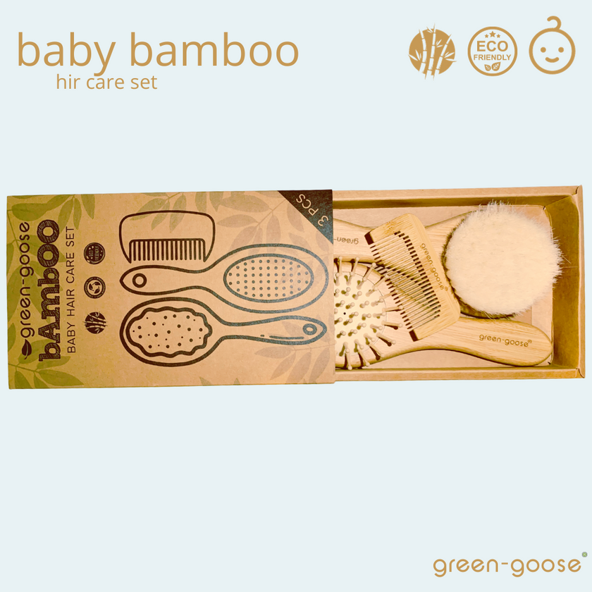 Duurzame Baby Haarverzorgingsset – 3-delige Set van Bamboe & Natuurlijk Geitenhaar