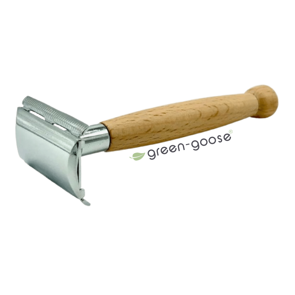 Duurzame Scheerset met Bamboe Safety Razor, Scheerkwast & Biologische Ezelinnenmelkzeep