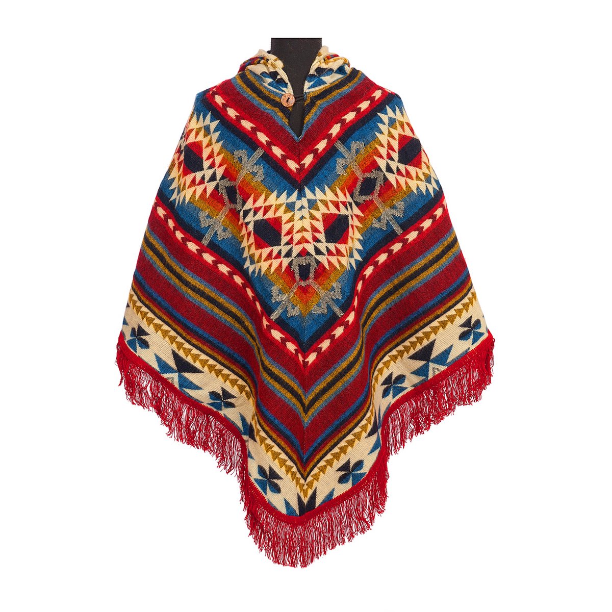 Premium Alpacawollen Poncho – Triangle Red