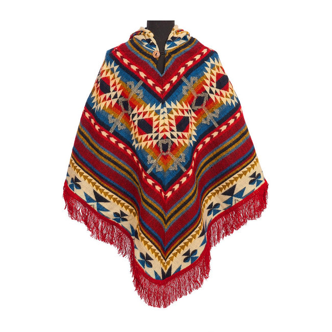 Premium Alpacawollen Poncho – Triangle Red