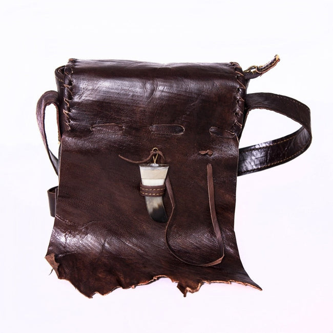 Leren Schoudertas 'Qabli' – Unieke Sluiting van Been – Saffiaanleer – 18x22 cm