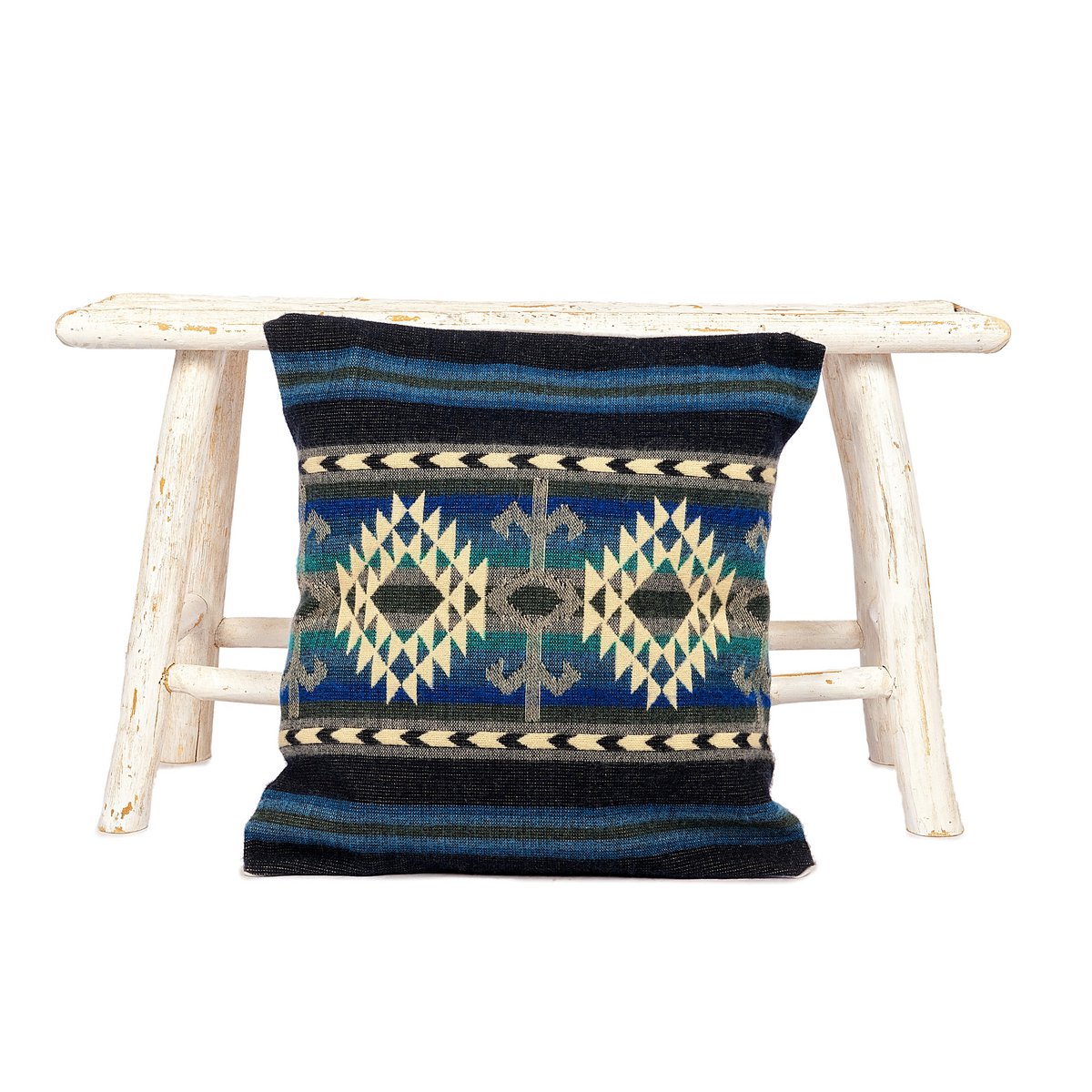 EcuaFina Alpaca Kussen – Handgemaakt in Ecuador – 50x50 cm - Blauw