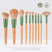 Complete Bamboe Make-up Borstelset – 11-delig – Inclusief Vegan Suède Houder & Katoenen Zakje
