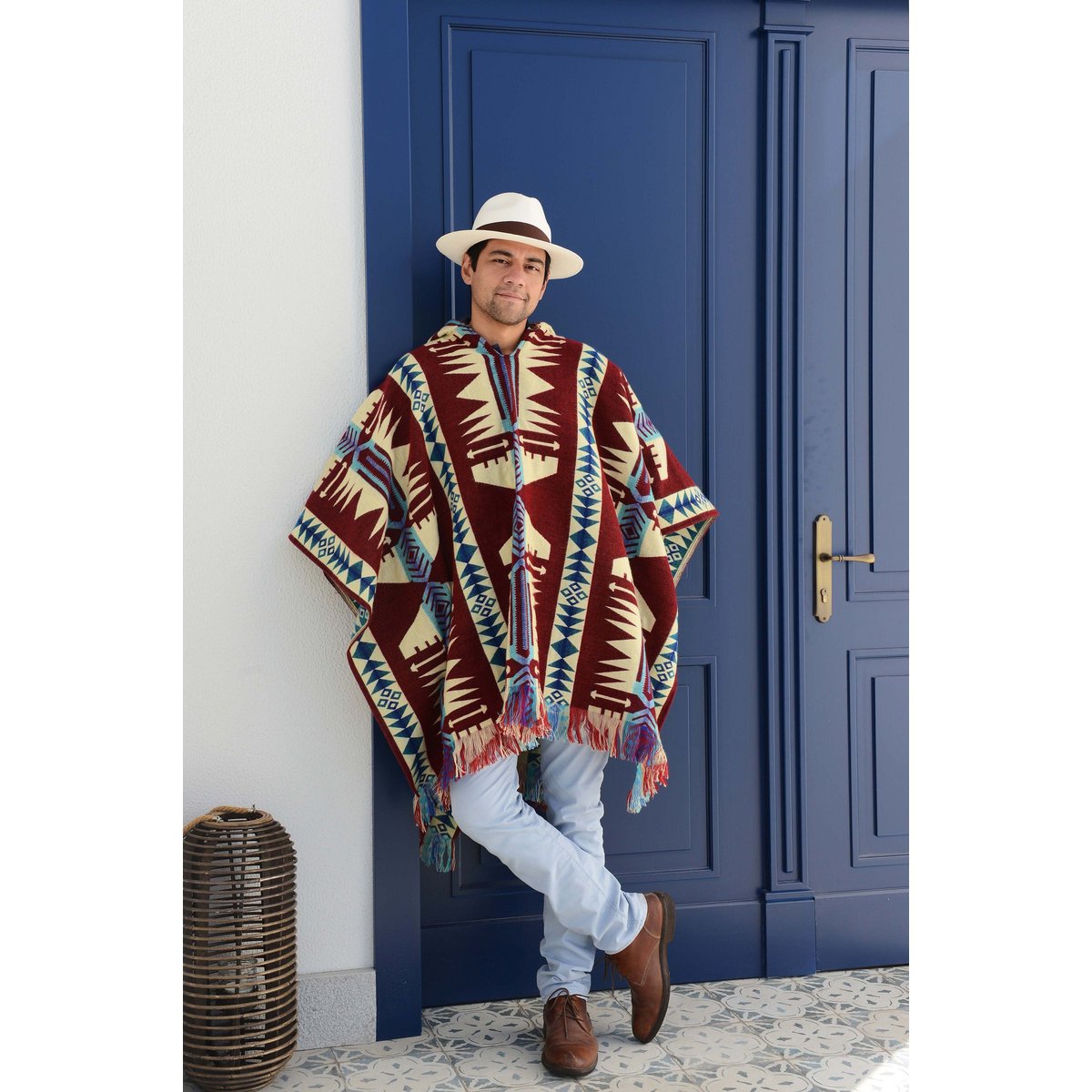 Premium Alpacawollen Poncho – Quitu Red