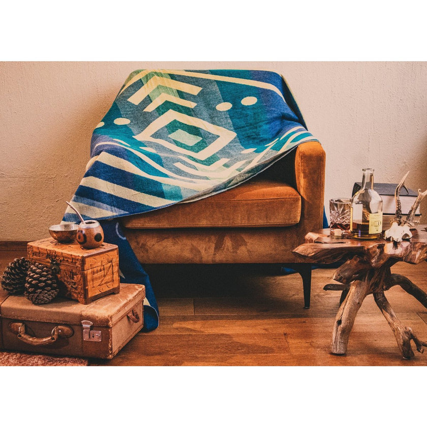 EcuaFina Premium Alpacawollen Deken | Imbabura Blauw