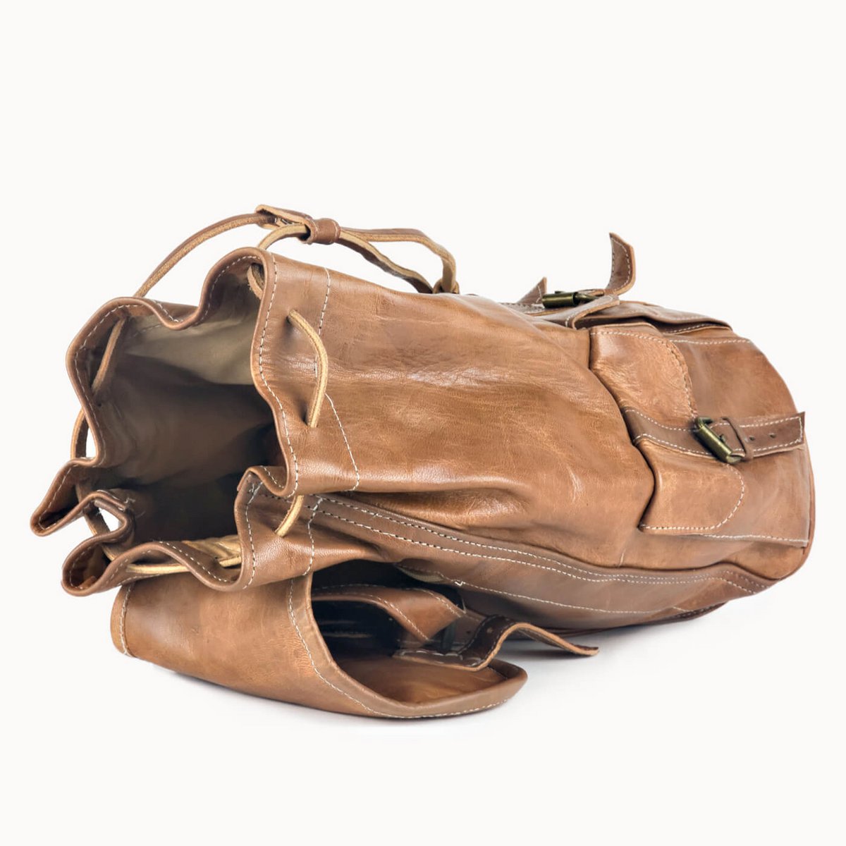 Leren Rugzak 'Heidi' – Sporty Chic – Handgemaakt Geitenleer – 30x40 cm