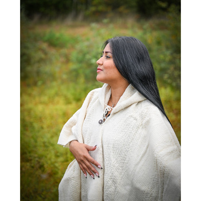 Premium 100% Alpacawollen Poncho met Capuchon – Elena White