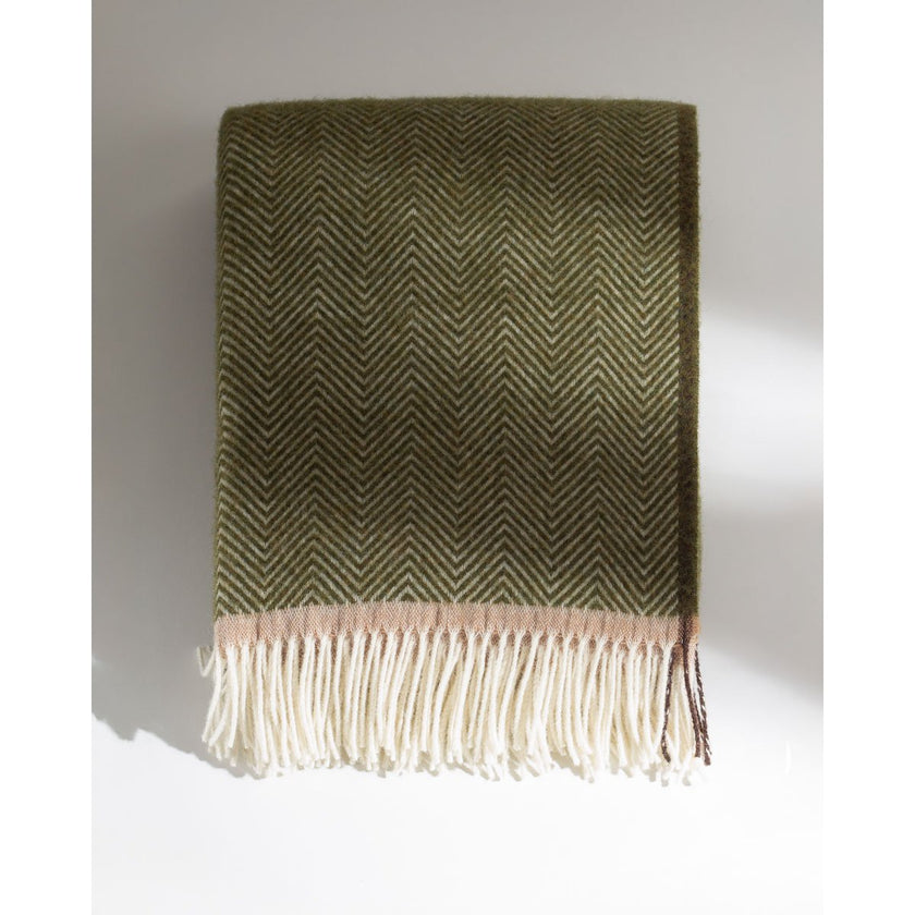 Denver Plaid – 100% Nieuw-Zeelandse Wol – Groen Zigzag-patroon – Luxe Woondeken – 140x200 cm