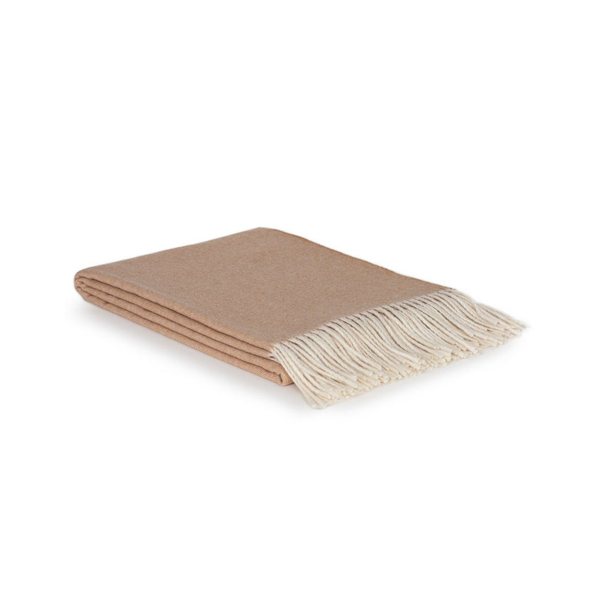 Luxe Cashmere Plaid 'Tibet' – 50% Kasjmier & 50% Merino Wol – Beige – 140x200 cm