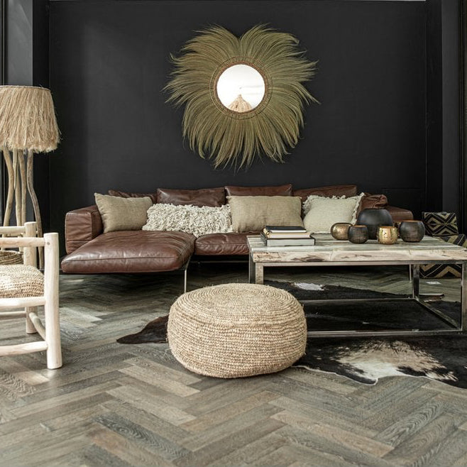 De Raffia Flores Poef - Naturel