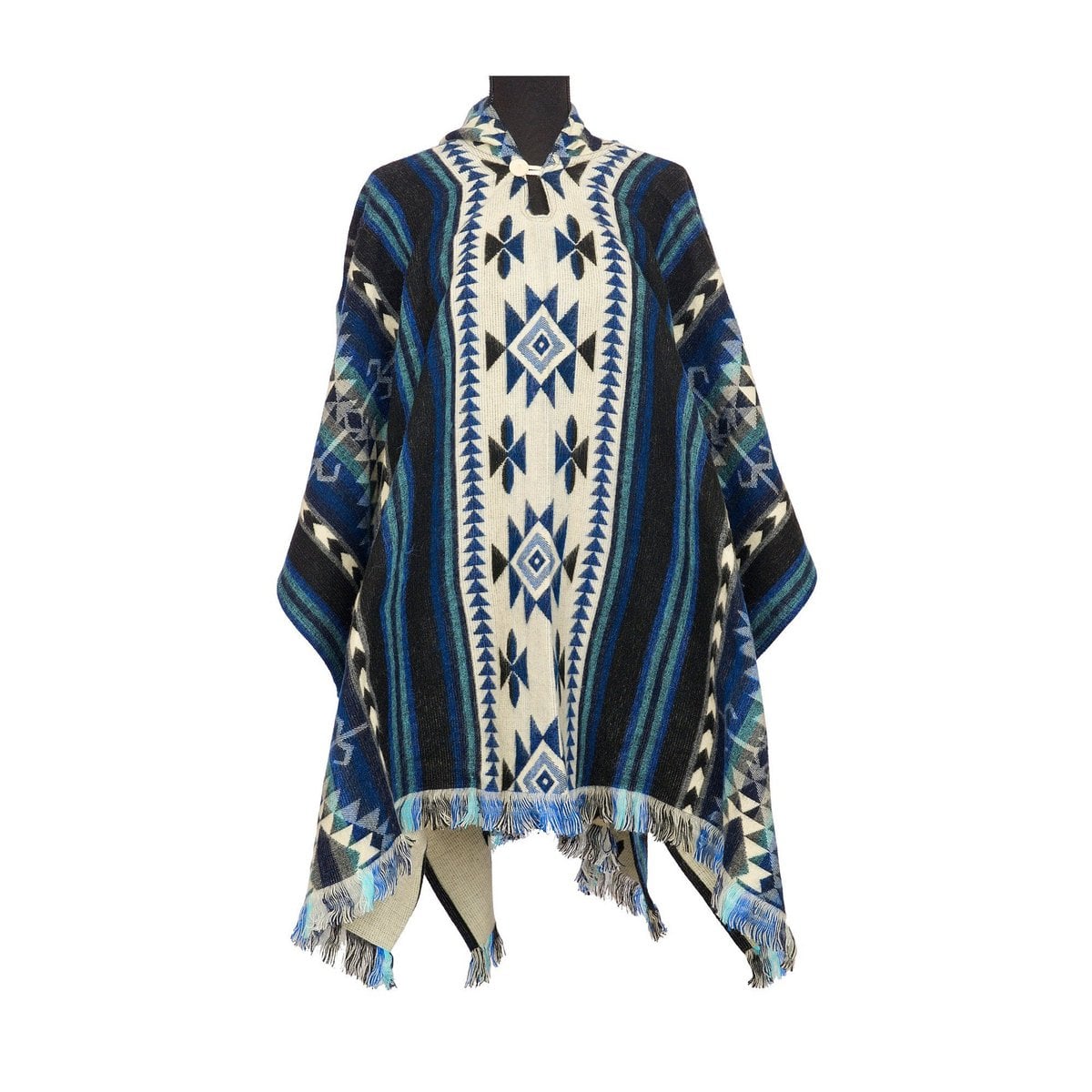 Alpaca Poncho Blauw | Handgemaakt in Ecuador