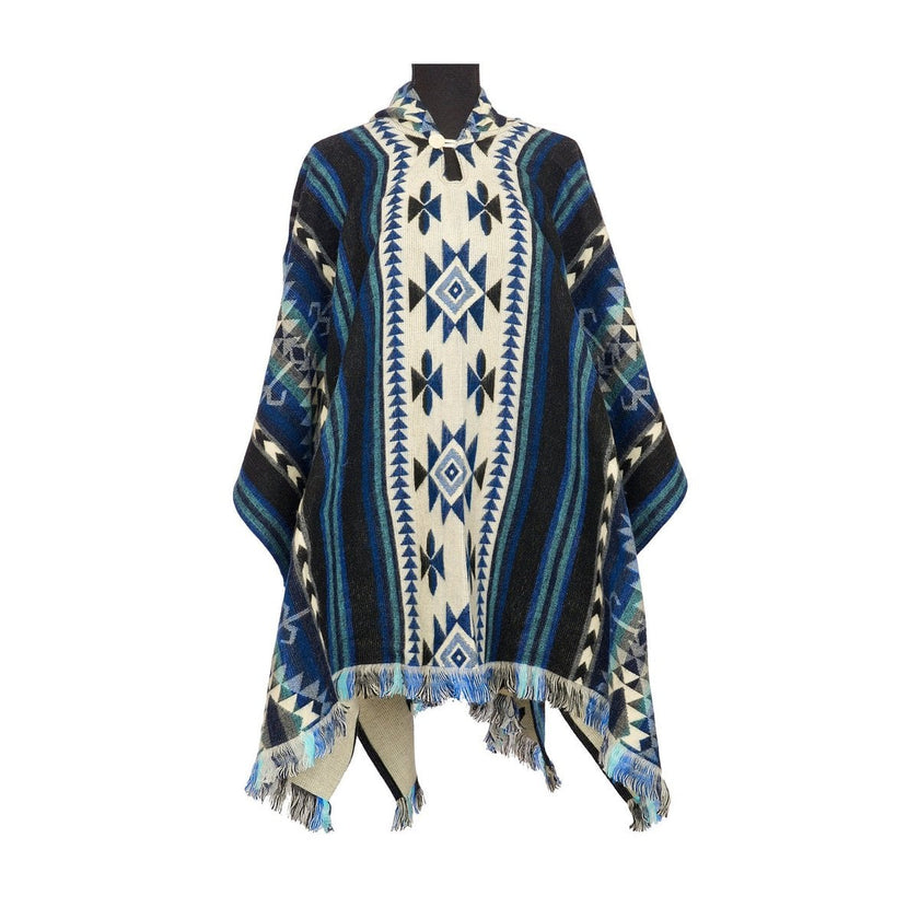 Alpaca Poncho Blauw | Handgemaakt in Ecuador
