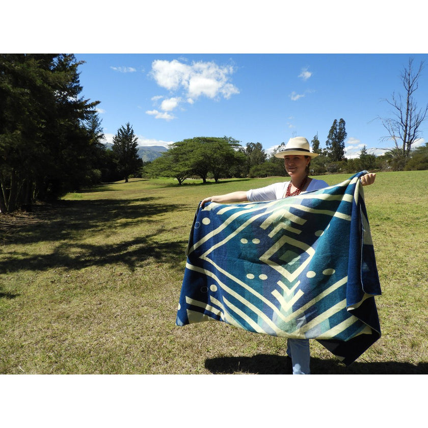 EcuaFina Premium Alpacawollen Deken | Imbabura Blauw